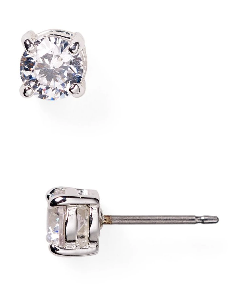Cubic Zirconia Stud Earrings, 5mm