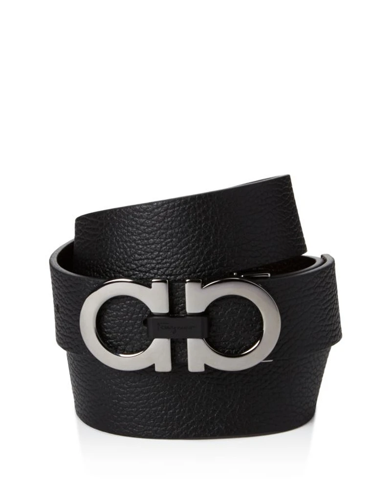 Men's Double Gancini Buckle Reversible Leather Belt