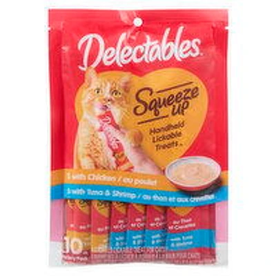 Hartz - Squeeze Up Cat Treat Variety Pack Chicken, Tuna & Shrimp, 10 Each