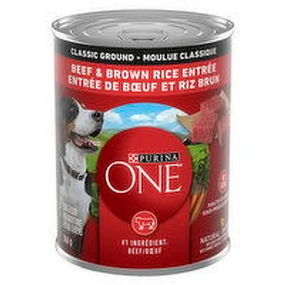 Purina - ONE Classic Ground Beef & Brown Rice Entre, Wet Dog Food ., 368 Gram