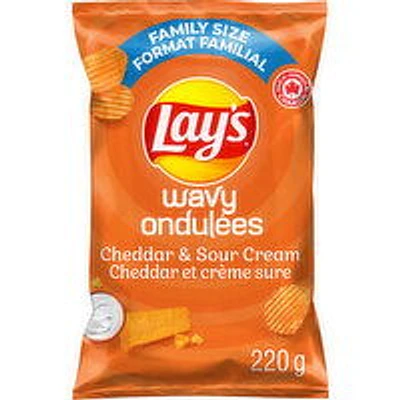 Lay's - Lays Wavy Cheddar & Sour Cream Chips, 220 Gram