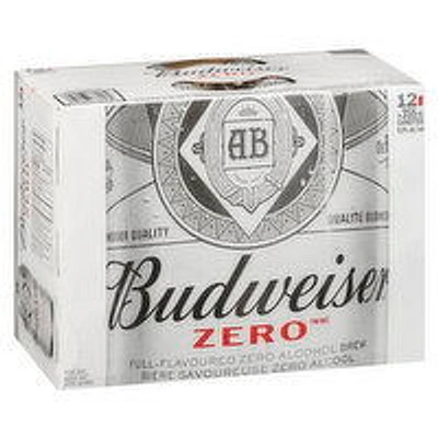 Budweiser - Zero Non Alcoholic Beer, 355mL Cans, 12 Each