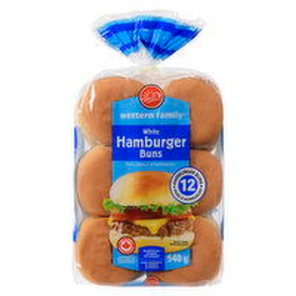Western Family - White Hamburger Buns, 12 Pack, 540 Gram