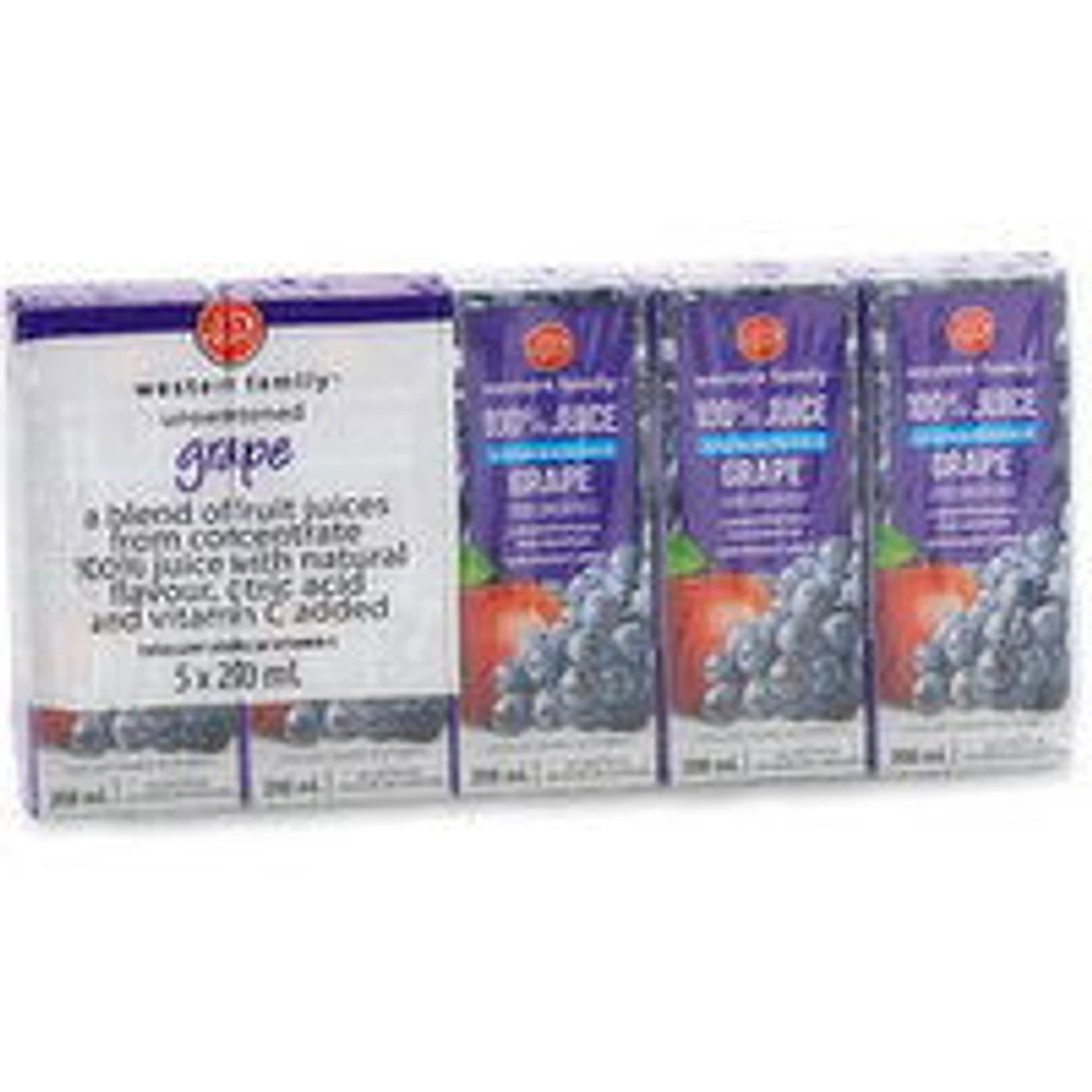 Western Family - Unsweetened 100% Grape Juice, 5x200mL, 1 Each