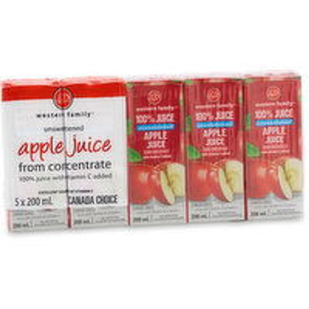 Western Family - Unsweetened Apple Juice, 5x200mL, 1 Each