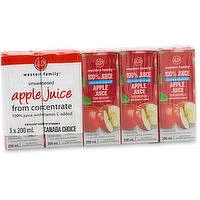 Western Family - Unsweetened Apple Juice, 5x200mL, 1 Each