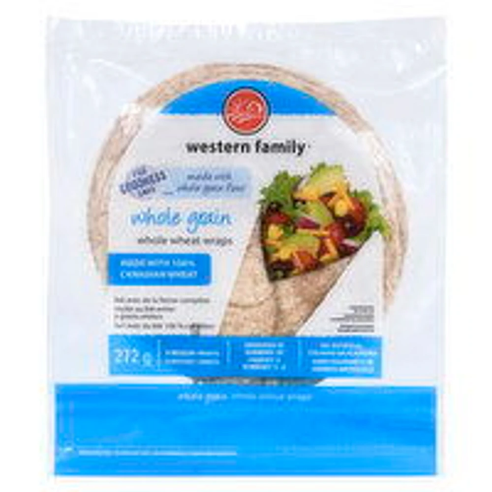 Western Family - Whole Grain Whole Wheat Wraps Medium, 8 Pack, 272 Gram