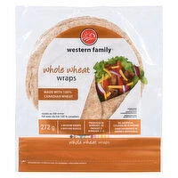 Western Family - Whole Wheat Wraps 7in Medium, 8 Pack, 272 Gram