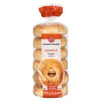 Western Family - Sesame Bagels, 6 Pack, 1 Each