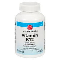 Western Family - Vitamin B12 Timed Release 1200mcg, 80 Each