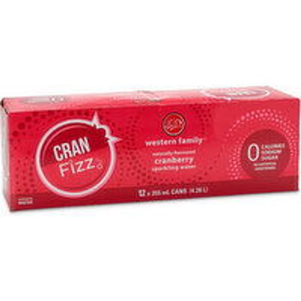 Western Family - Cran Fizz Sparkling Water, 355mL Cans, 12 Each