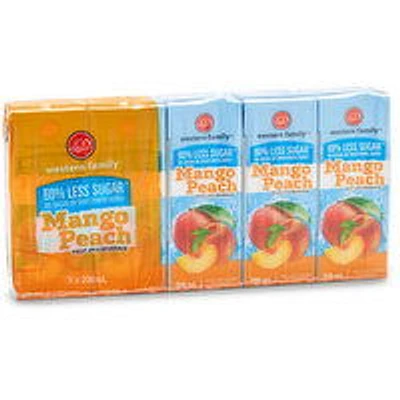 Western Family - Mango Peach 60% Less Sugar Fruit Juice, 5x200mL, 1 Each