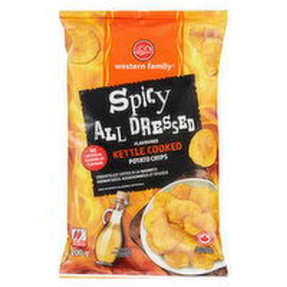 Western Family - Kettle Cooked Spicy All Dressed Potato Chips, 200 Gram