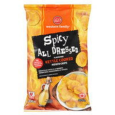 Western Family - Kettle Cooked Spicy All Dressed Potato Chips, 200 Gram