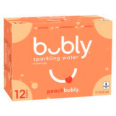 Bubly - Sparkling Water Peach, 355mL Cans, 12 Each