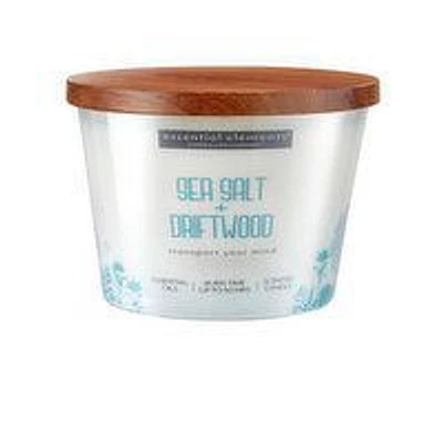 Candle Lite - Essential Elements Sea Salt + Driftwood Jar Candle 9oz with wooden lid, 1 Each
