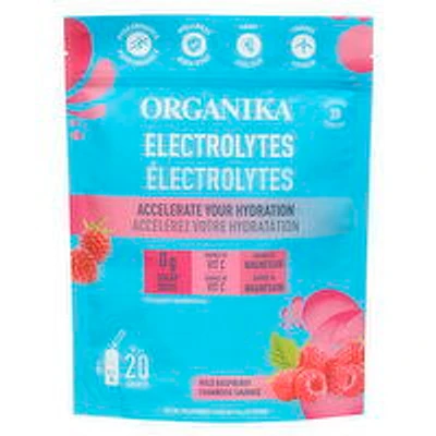 Organika - Electrolytes Powder Sachets, Wild Raspberry - 20 Pack, 70 Gram