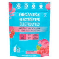Organika - Electrolytes Powder Sachets, Wild Raspberry - 20 Pack, 70 Gram