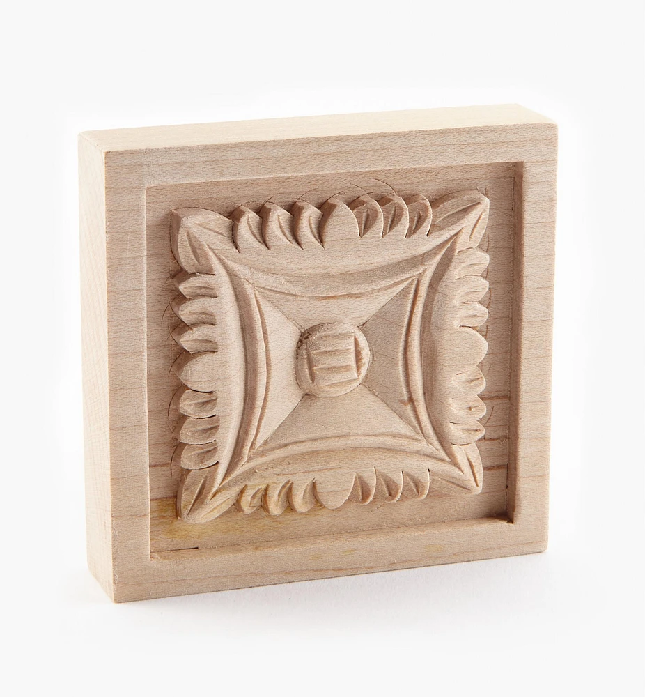 3" Hand-Carved Square Appliqué