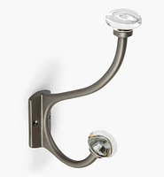 Brass Coat Hook with Crystal Knobs