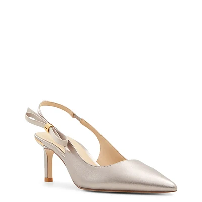 Janie Bow Leather Slingback Pumps