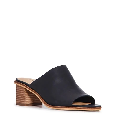 Women's Lutena Mid Heel Leather Mule Sandal