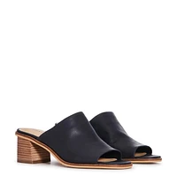 Women's Lutena Mid Heel Leather Mule Sandal