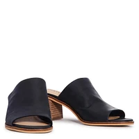Women's Lutena Mid Heel Leather Mule Sandal