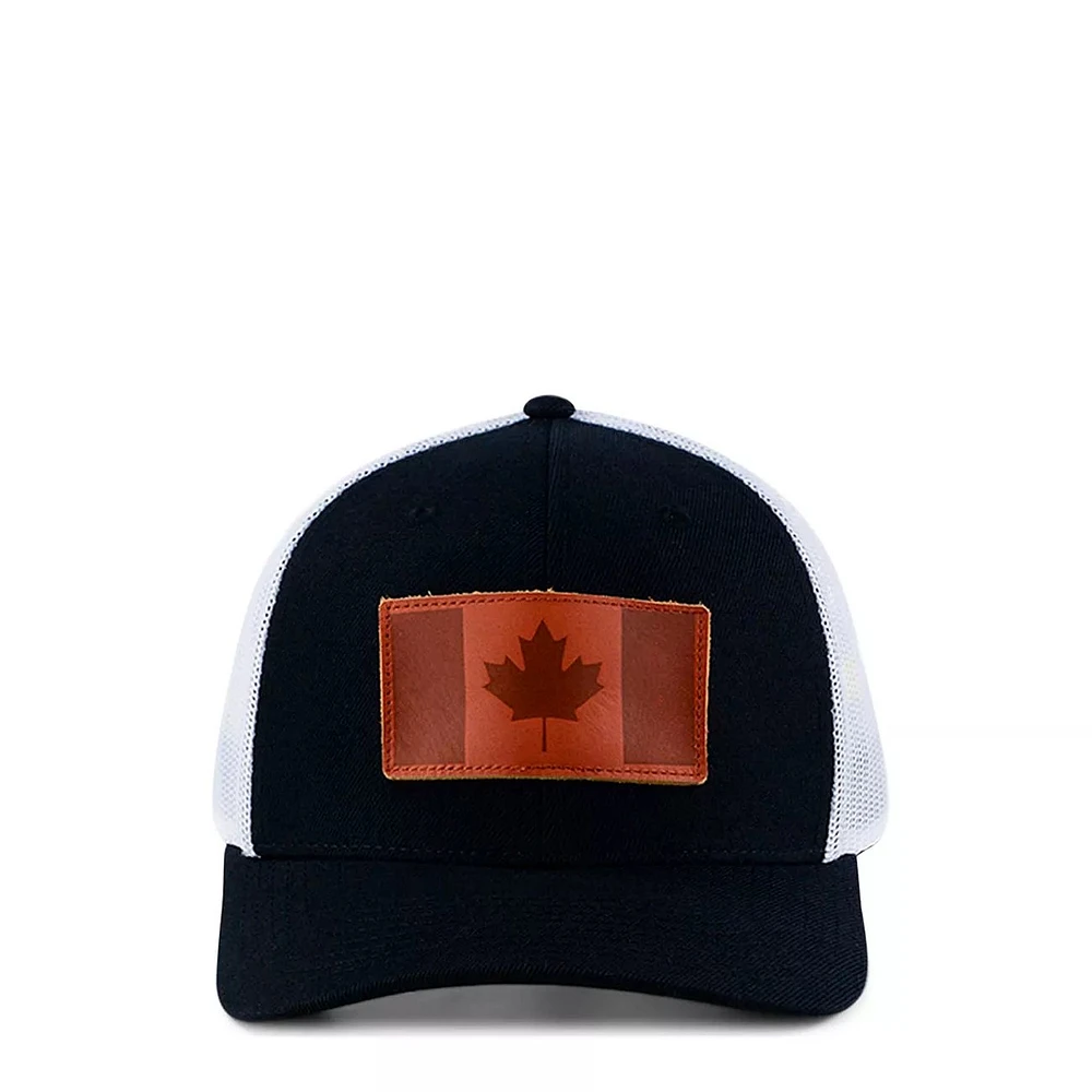 Leather State Patch Curved Trucker Snapback Cap