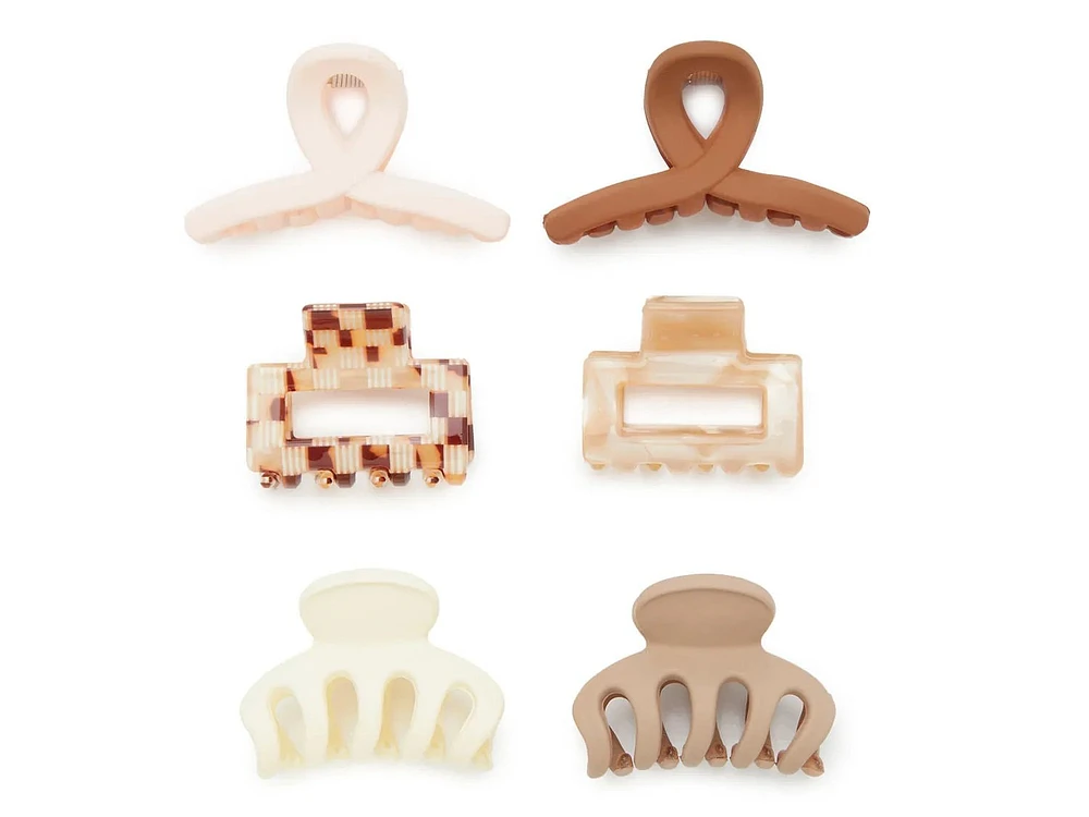 Assorted Shape Neutral Claw Hair Clip Set - 6 Pack