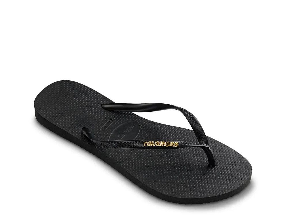 Slim Logo Metallic Flip Flop - Women's