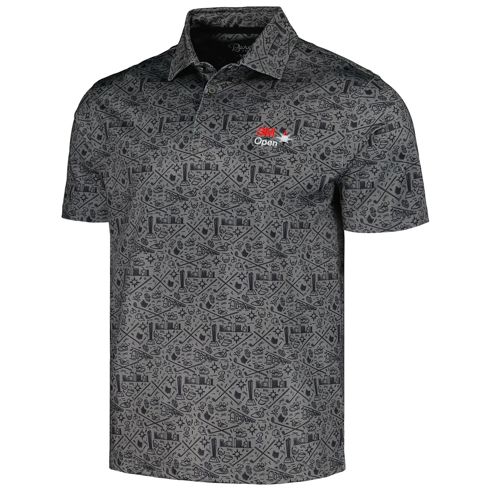 Men's Barstool Golf Black 3M Open Polo