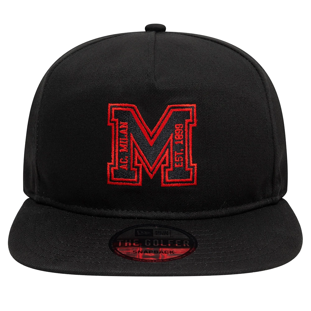 Men's New Era Black AC Milan M Logo Golfer Snapback Hat