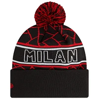 Men's New Era Black AC Milan Sport Cuffed Knit Hat with Pom