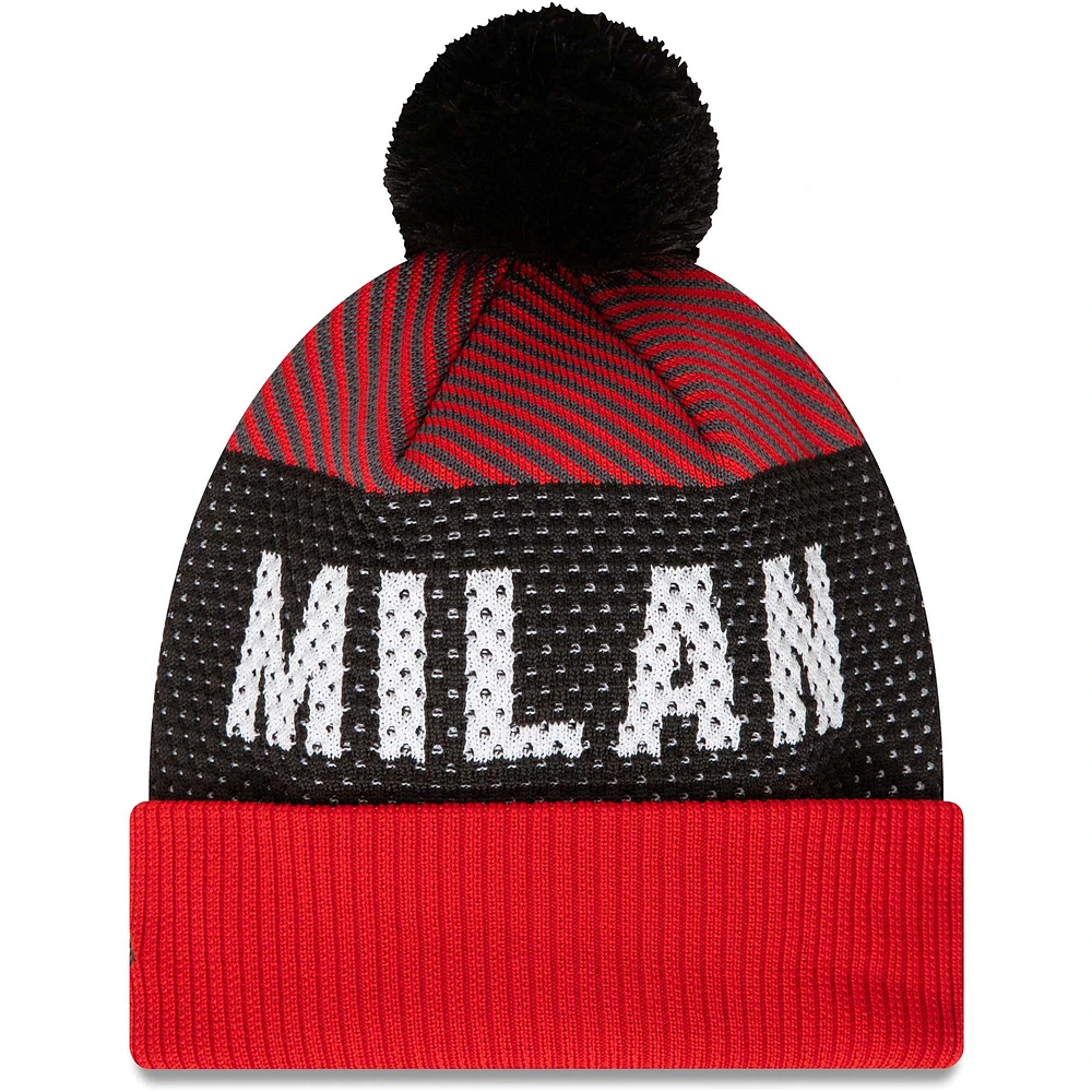 Men's New Era Red AC Milan Engineered Sport Cuffed Knit Hat with Pom