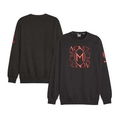 Men's Puma  Black AC Milan FtblCore Graphic Pullover Sweatshirt