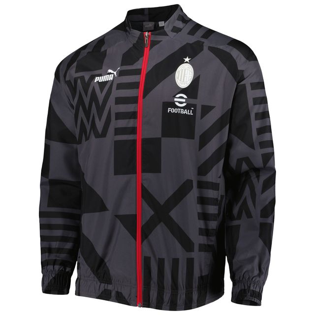 Puma Veste d'entraînement d'avant-match raglan entièrement zippée pour homme de l'AC Milan, noire