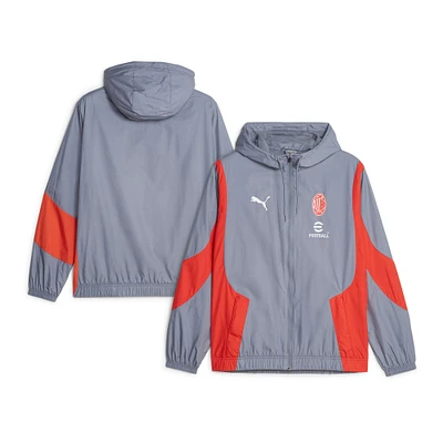 Men's Puma  Gray AC Milan 2023/24 Pre-Match Anthem Full-Zip Hoodie Jacket
