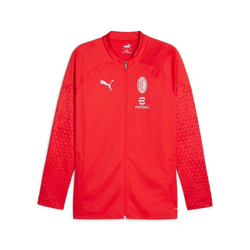 Haut d'entraînement entièrement zippé Puma rouge AC Milan 2023/24 pour homme