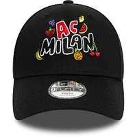 Youth New Era Black AC Milan Wordmark 9FORTY Adjustable Hat