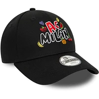 Youth New Era Black AC Milan Wordmark 9FORTY Adjustable Hat