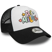 Youth New Era Black AC Milan Wordmark E-Frame 9FORTY Trucker Adjustable Hat