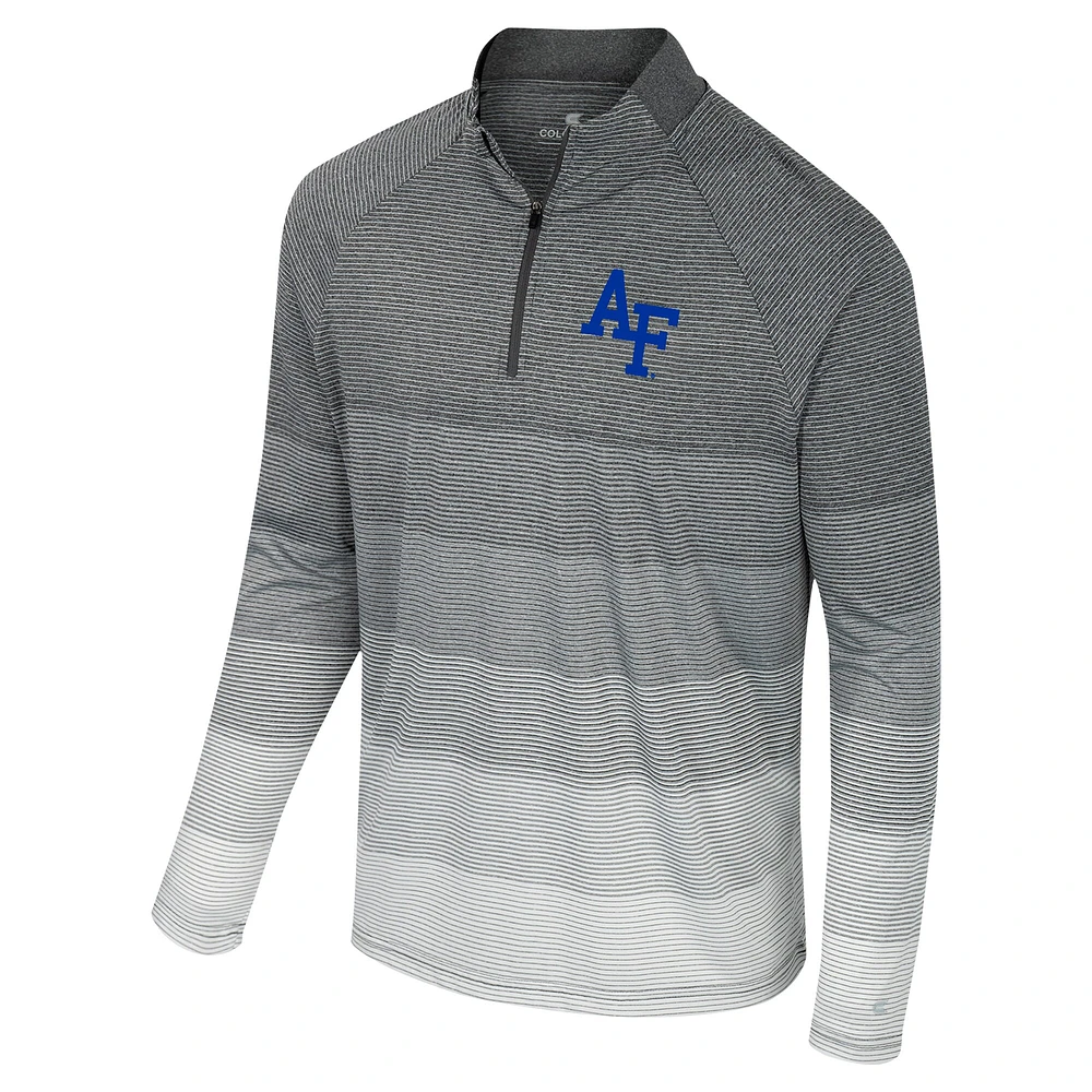 Men's Colosseum  Gray Air Force Falcons AI Striped Mesh Quarter-Zip Raglan Windshirt