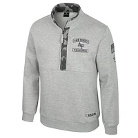 Men's Colosseum Heather Gray Air Force Falcons OORAH OHT Military Appreciation Fleece Quarter-Zip Jacket