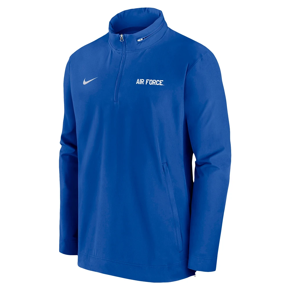Men's Nike Royal Air Force Falcons 2024 Sideline Coach Quarter-Zip Hoodie Jacket