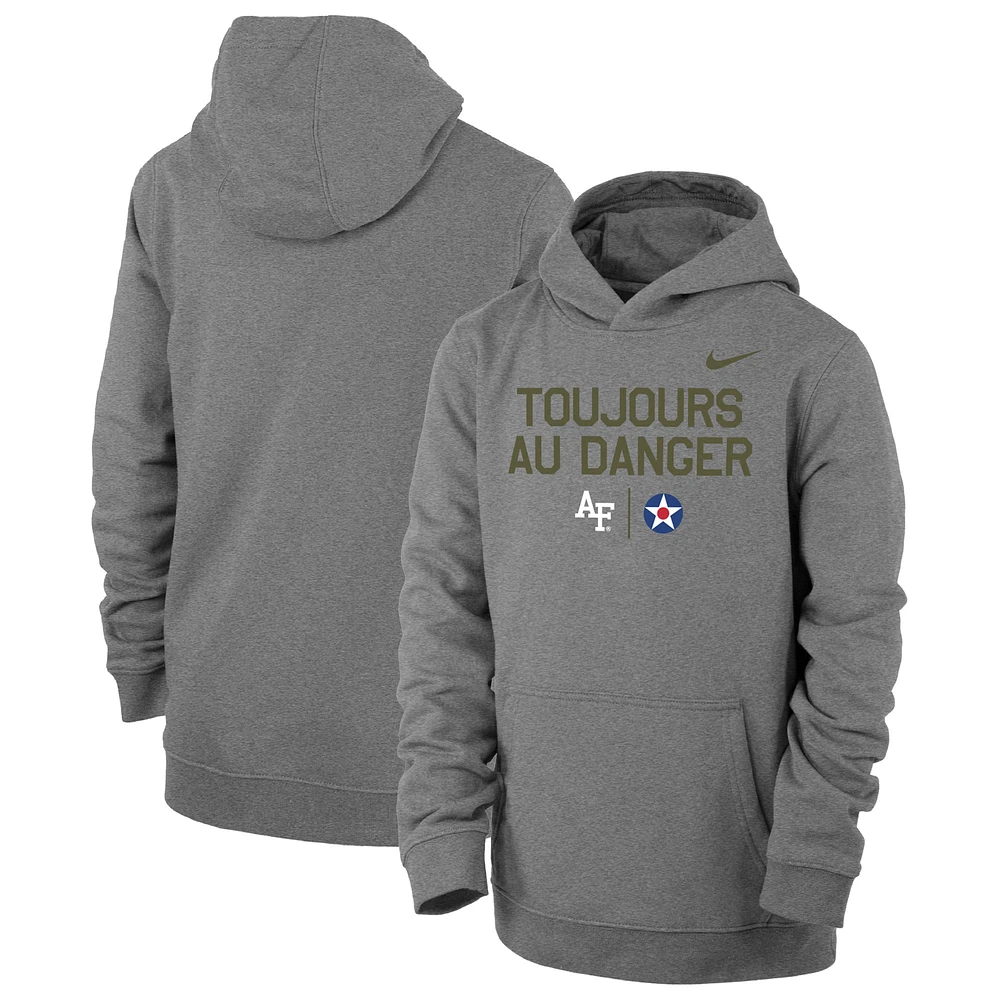 Youth Nike Heather Gray Air Force Falcons Rivalry Pullover Hoodie