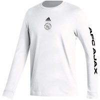 Men's adidas White Ajax Team Crest Long Sleeve T-Shirt