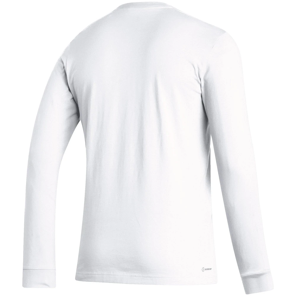 Men's adidas White Ajax Team Crest Long Sleeve T-Shirt