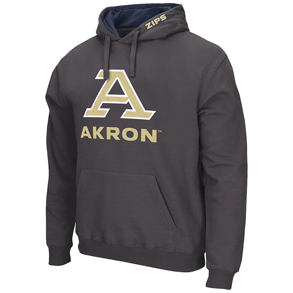 Men's Colosseum Charcoal Akron Zips Arch & Logo 3.0 Pullover Hoodie
