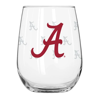 Verre à boisson incurvé avec logo gravé satiné Alabama Crimson Tide de 16 oz